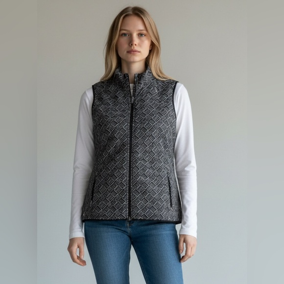 Adidas Women's Full Zip Geometric Print Faux Fur Lined Golf/Athletic Vest sz XL - Picture 9 of 9